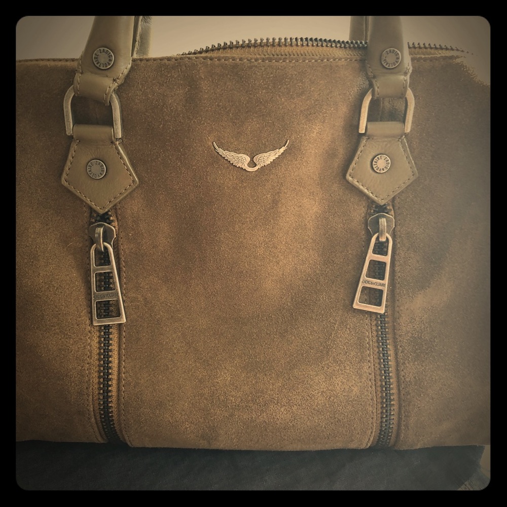 Zadig & Voltaire taupe brown suede shoulder bag